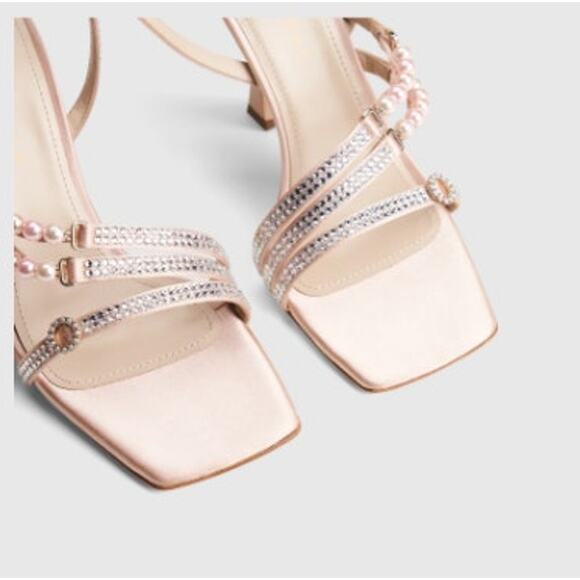 Mia Becar Gold Champane Audrey Sandal Size 41 US 11 Bling Strappy Dress Formal - Picture 6 of 16